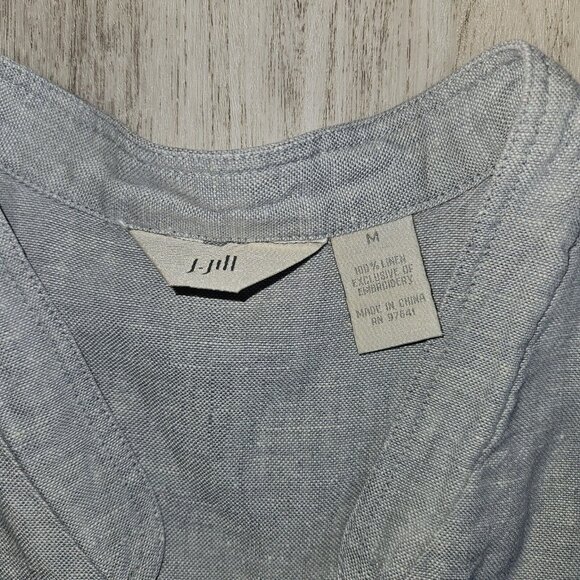 J JIll Unstructured Linen Jacket Womens M Sage Lagenlook Embroidered Vintage - Picture 12 of 16